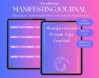 Manifestation Journal, Digital Manifestation Guide, Digital Vision Board, Law of Attraction Workbook, Manifesting Planner, Dream Journal