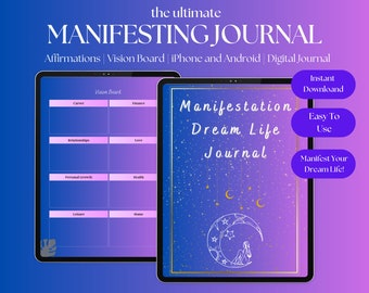 Manifestation Journal, Digital Manifestation Guide, Digital Vision Board, Law of Attraction Workbook, Manifesting Planner, Dream Journal
