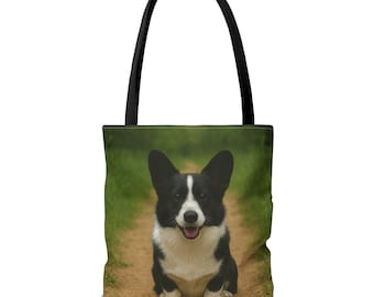 Torba typu tote Cardigan Welsh Corgi | Ilustracja Corgi, trzy rozmiary: 13" 16" 18"