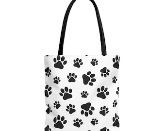 Borsa tote con stampa di zampa di cane / Tela di poliestere, diverse misure