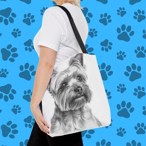 Tote Bag (AOP)yorkie shopping bag, yorkshire terrier products, yorkshire terrier tote, yorkshire terrier lover gift, great yorkie gift
