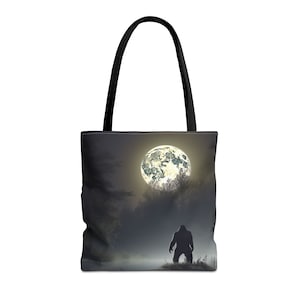 Tote Bag (AOP)bigfoot tote bag, loch ness monster shopping bag, gift for monster lover,