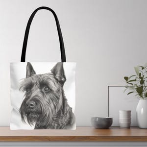 Tote Bag (AOP)Scottish terrier shopping bag, Scottish terrier tote, Scottish terrier products, Scotty shopping bag, Scotty lover gift