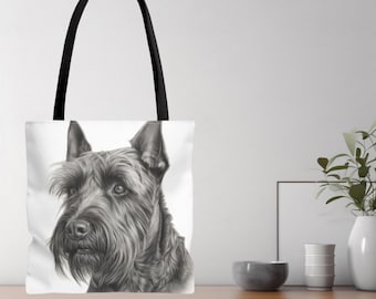 Bolsa de compras con diseño de terrier escocés (AOP), bolso de mano con diseño de terrier escocés, productos para terrier escocés, bolsa de compras con diseño de Scotty, regalo para amantes de los Scotty