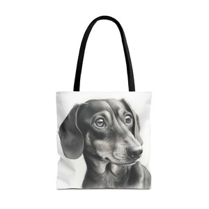 Tote Bag (AOP)dachshund lover gift, shopping bag, dachshund tote bag, gift for dog lover, dachshund art, pet shopping bag, dog art