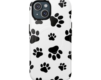 Custodia per telefono con impronta di zampa di cane / Custodia magnetica resistente