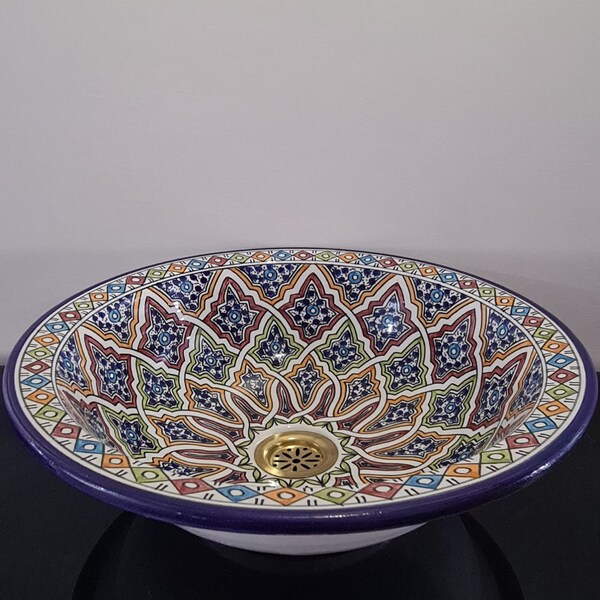 Moroccan ceramic sink, Bathroom & kitchen sink, Basin handmade and Hand-painted, artisanal vessel, Home decor