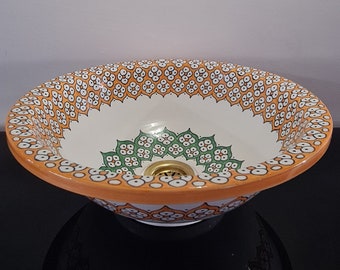 Lavabo marocain en céramique, évier de salle de bain et de cuisine, lavabo fait et peint à la main, récipient artisanal, décoration d'intérieur