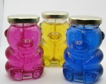 12 oz Gummy Bear Scented Gel Wax Candle in Adorable Bear Jar - Choose Your Color