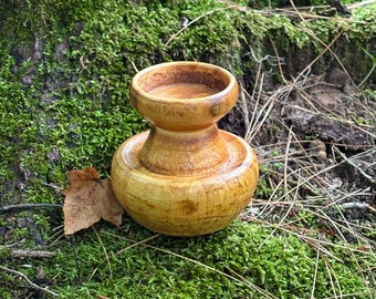 Handmade wood candle holder #503, unique grains