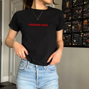 Women&#39;s Baby Tees Trendy Custom Y2K Fitted Baby Tees Trendy Personalized Baby Tee Y2K Shirt Gift for Friend 90s Style Baby Tee