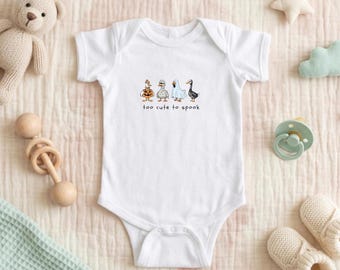 Halloween Baby Bodysuit, "Too Cute to Spook" Minimalist Fall Baby Costume, Toddler Shirt