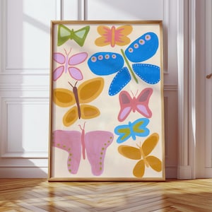 Colorful Butterfly Art Print, Abstract Butterfly Art | Original Art | Kids Wall Art | Nursery Art | Butterfly Nursery | Girl Apartment Decor