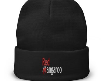 Red Kangaroo Embroidered Beanie