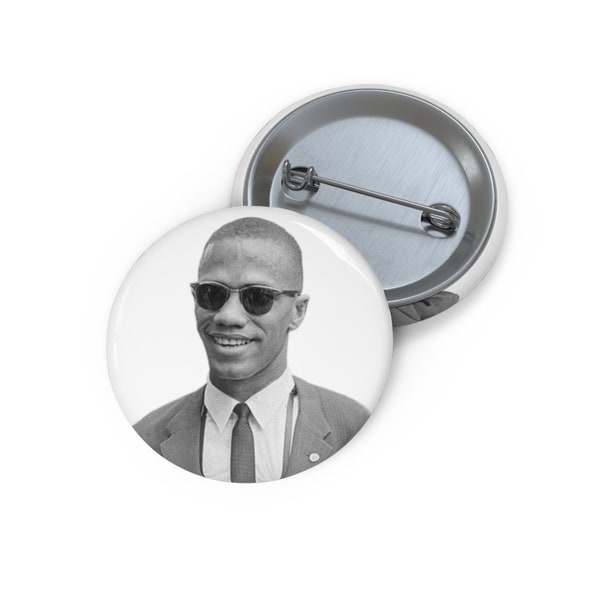 Malcolm X Portrait Button 2