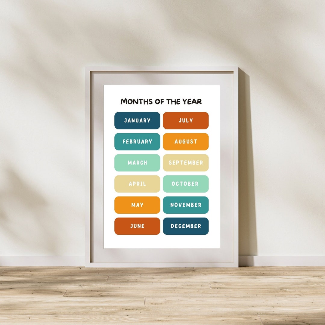 Months of the Year Poster, Digital Poster, Printable Poster ...