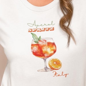 T-shirt pour amateur de cocktails Aperol Spritz Italie T-shirt à l&#39;italienne pour femme, voyage en Italie, t-shirt en coton moyen pour femme