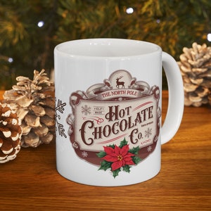 Hot Cocoa holiday mug, For the Cocoa lover, Festive holiday mug, secret Santa, Stocking stuffer, teacher gift Ceramic Mug, (11oz, 15oz)