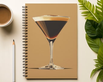 Espresso Martini cuaderno cóctel bebida bar receta mixología regalo amante del café alcohol bartender fiesta divertido diario único hecho a mano