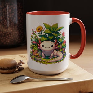 Axolotl mug cute axolotl succulent garden whimsical unique gift for her amphibian salamander water animal Accent Coffee Mug (11, 15oz)