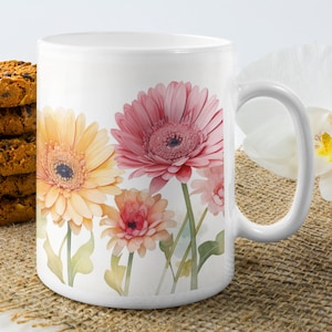 floral mugs flowers botanical garden tea cups coffee mugs colorful gift pretty floral pattern vintage spring unique feminine cottage core