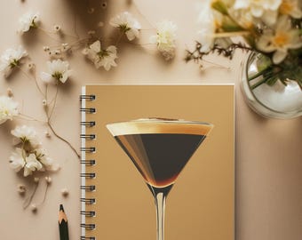 Espresso Martini Spiral Notebook | Ruled Lined Journal,  bartender gift, girlfriend gift, stocking stuffer
