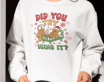 Cute Gingerbread Sweatshirt gift for nurse Nurse holiday gift, Gift for the nurse, Gingerbread lover Unisex Heavy Blend™ Crewneck Sweatshirt