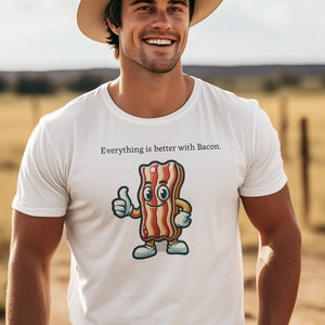 bacon gift foodie shirt bacon lover humorous bacon t-shirt bacon graphic tee cute trendy tee bacon slogan top Unisex Moisture Wicking Tee