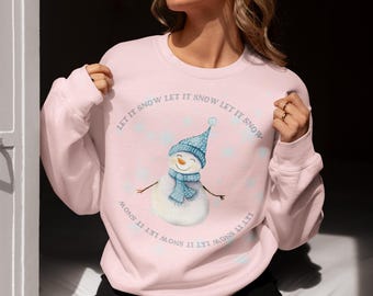 Snowy Winter Wonderland Sweatshirt, Let It Snow Holiday Jumper, Whimsical Snowman Crewneck, Cozy Christmas Pullover, Snowflake Winter