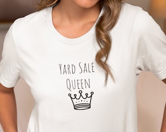 Cadeau de passe-temps unique de vente de garage queen de t-shirt de vente de garage pour son amoureux des achats d'occasions amant des ventes de garage T-shirt à manches courtes en jersey