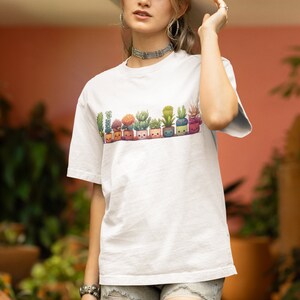 Succulent cute T-shirt cactus lover plant lover silly whimsical tee gift for her smiling plant quirky fun Unisex Jersey Short Sleeve Tee