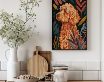 Golden Doodle Nouveau - digital print - instant download - dog lover - wall decor - art nouveau