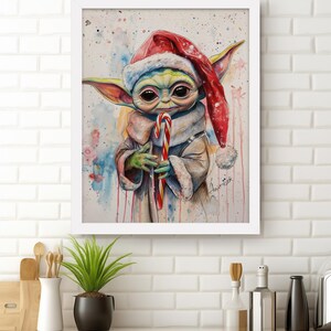 Grogu Christmas - art print - Digital download - Christmas decor - Holiday art print - Star Wars art