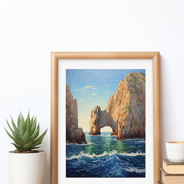 Arch of Cabo San Lucas oil painting digital print - El Arco de Cabo San Lucas