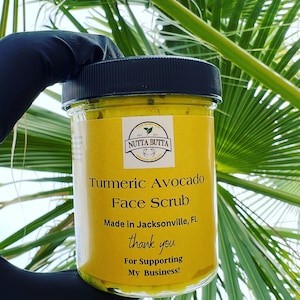 Organic Turmeric Avocado Face Scrub | Face Brightening Scrub | Natural Scrub | Zero Waste | Fine Dead Sea Salt Scrub | Face Exfoliating |