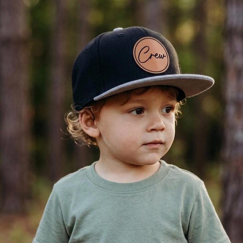 Personalized Kids Hat | Custom Name Leather Patch Snapback Trucker Cap ...