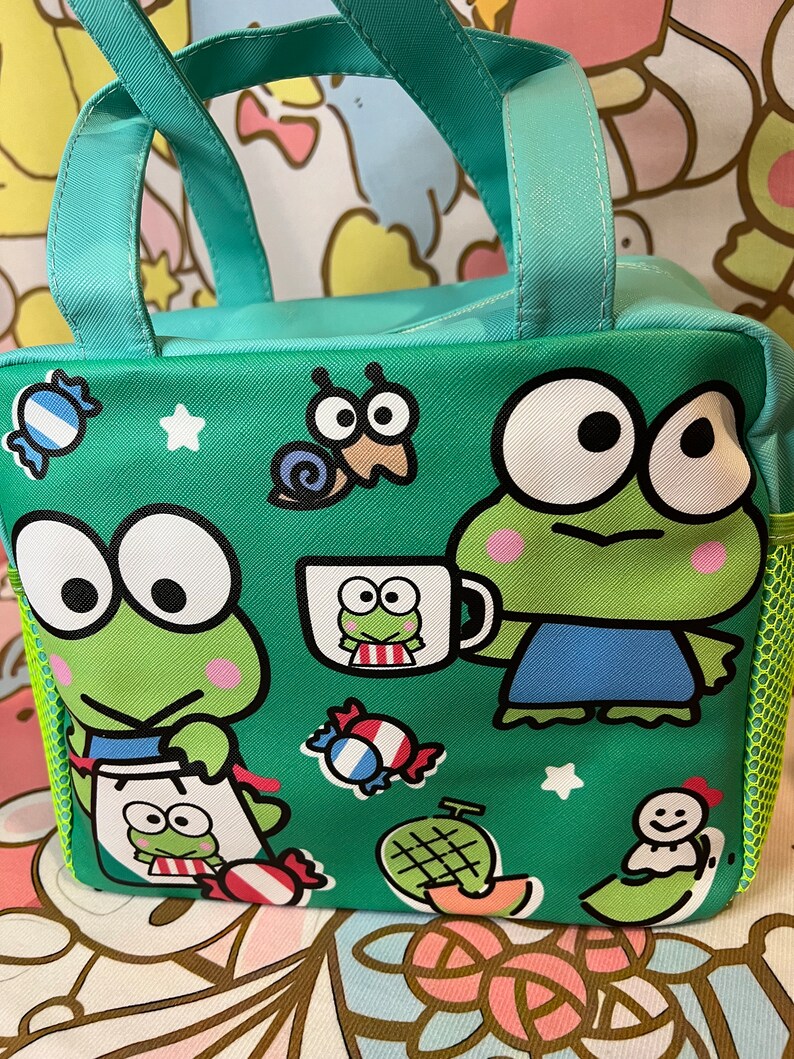 Cute Keroppi Lunch Bag and Water Bottle Set Large Capacity Bag School