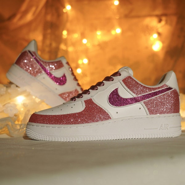 Custom sneakers,Custom air force 1,Sparkle sneakers,Pink sparkly Air Force 1,Glint air force 1,You can change the color of your shoes