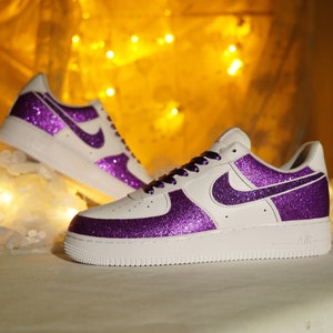 Custom sneakers,Air force 1 custom,Custom air force 1,Sparkle sneakers,Sparkling purple Air Force One,Customisable shoe colours