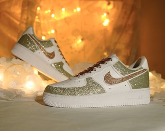 Air force 1 custom,Customized shoes,Custom sneakers,Custom air force 1, Air Force One in gold,Sparkle sneakers,Customisable shoe colours