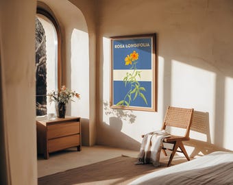 Bloemenkunstprint in vintagestijl: moderne abstracte muurkunst
