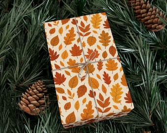 Papel de regalo con estampado de hojas de otoño / Papel de regalo con estampado de hojas otoñales