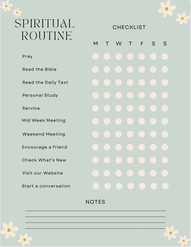 JW Spiritual Routine Checklist. JW Digital Download. JW Gift. - Etsy