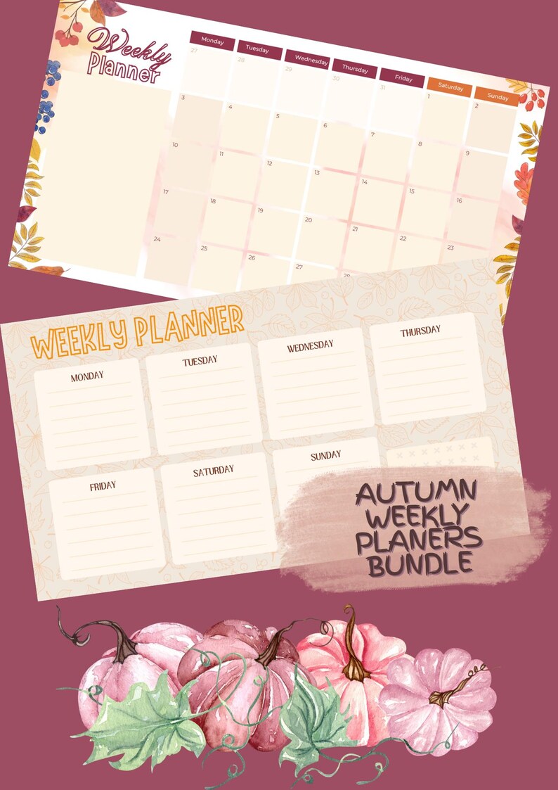 Autumn Weekly Planner Bundle | Printable Fall Planner Pages | Cute Fall ...