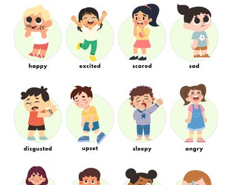Kids Emotions Chart - Emotionales Lernposter zum Ausdrucken (digitaler Download)