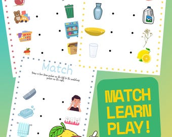 Matchingspel Hygiëne en klusjes | Afdrukbaar kleuterschool (pdf)