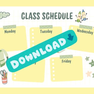 Afdrukbaar lesrooster voor kinderen – leuke weekplanner met schoolthema – pdf-organisator voor leerlingen