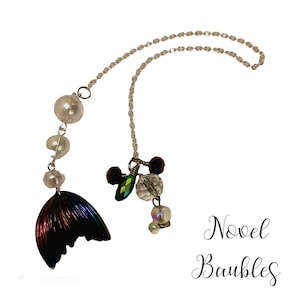 Iridescent Mermaid Tail Bookmark: Handmade Pearls & Crystals