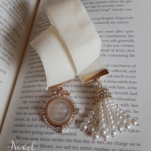 Elegant Butterfly Bookmark with Pearls, Beaded Tassel, Bejeweled Bookmark
