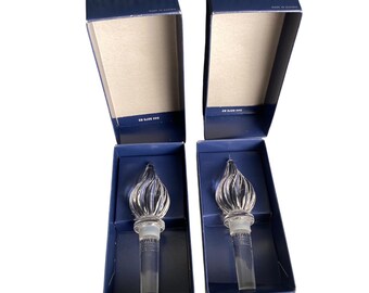 Juego de 2 tapones de botella Towle Full Lead Crystal Twist Austria Clear Flame 884
